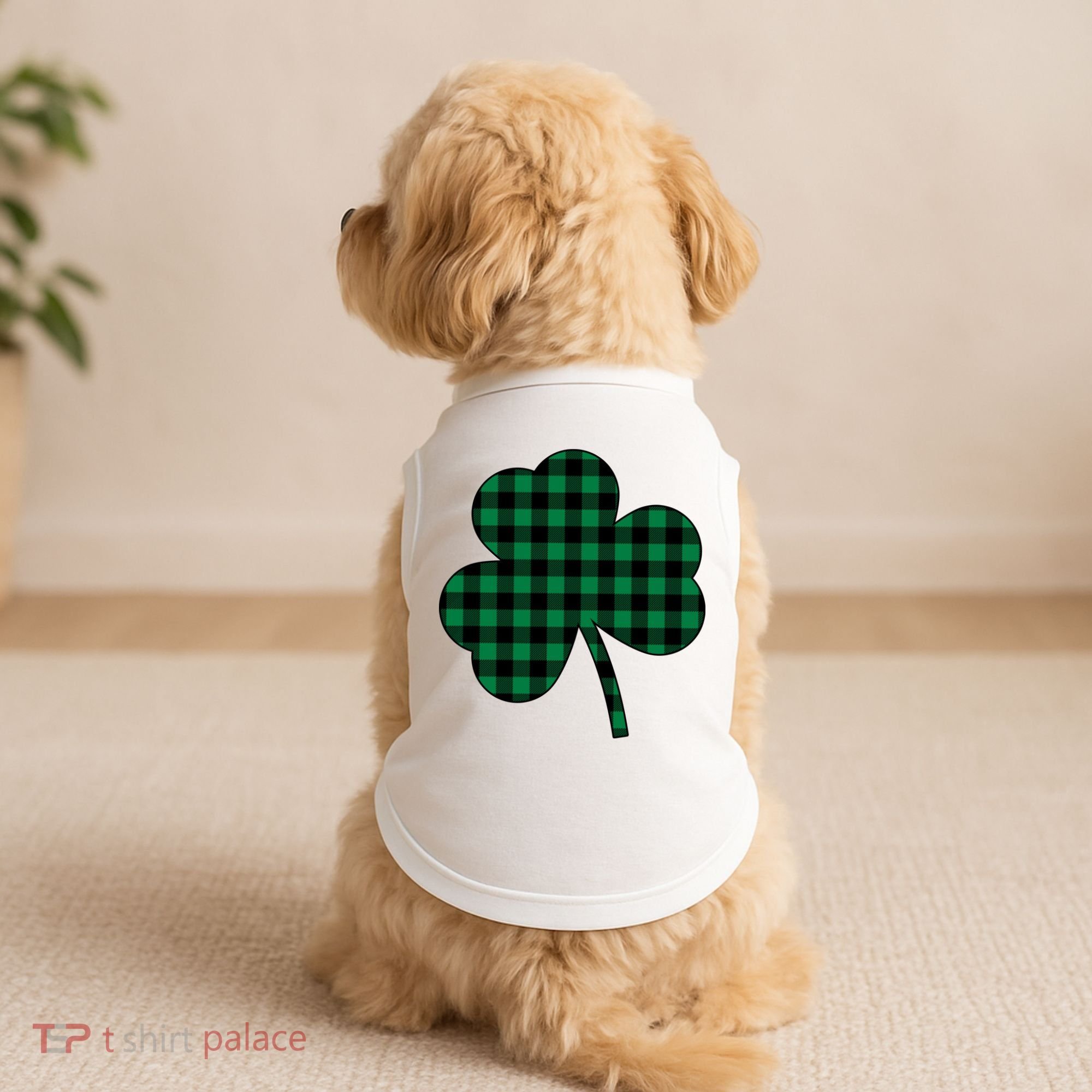 Checkered Irish Clover Leaf Doggie Tank