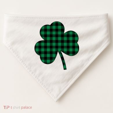Checkered Irish Clover Leaf USA-Made Doggie Bandana