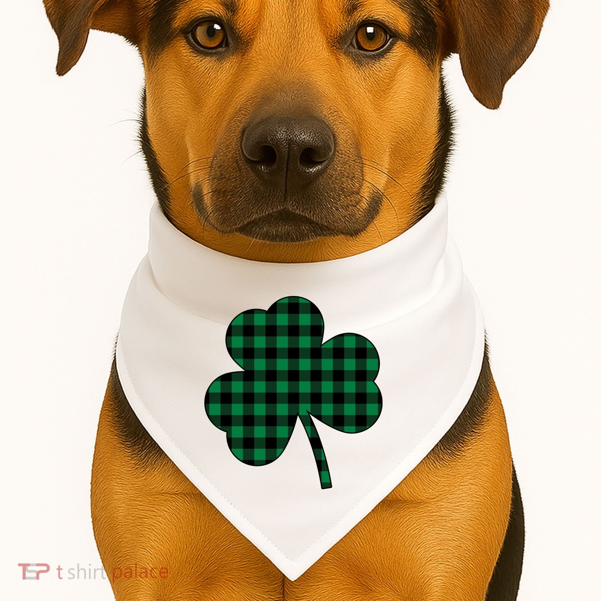 Checkered Irish Clover Leaf USA-Made Doggie Bandana