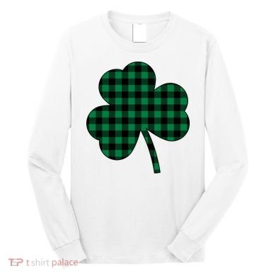 Checkered Irish Clover Leaf Long Sleeve Shirt