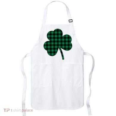 Checkered Irish Clover Leaf Apron
