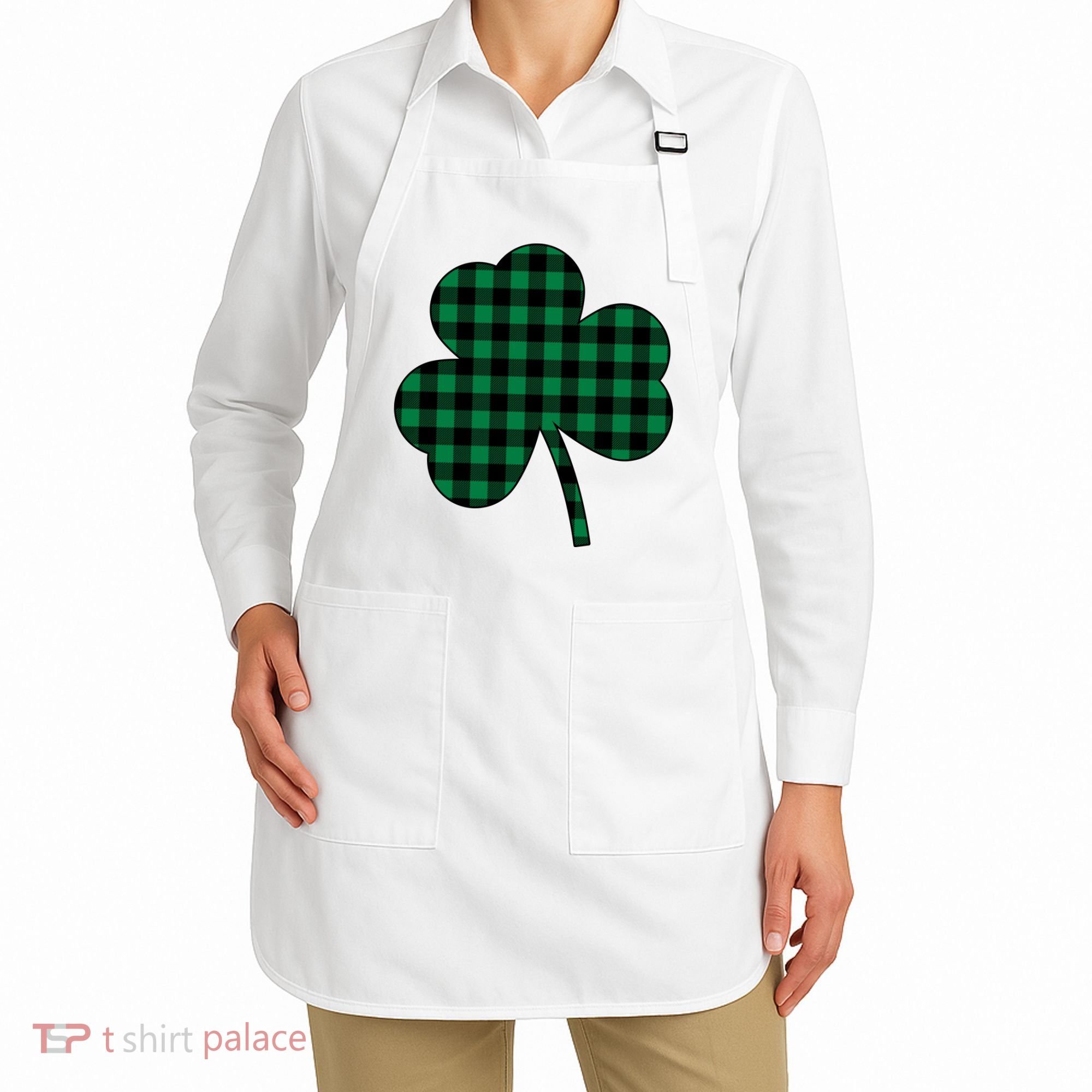 Checkered Irish Clover Leaf Apron