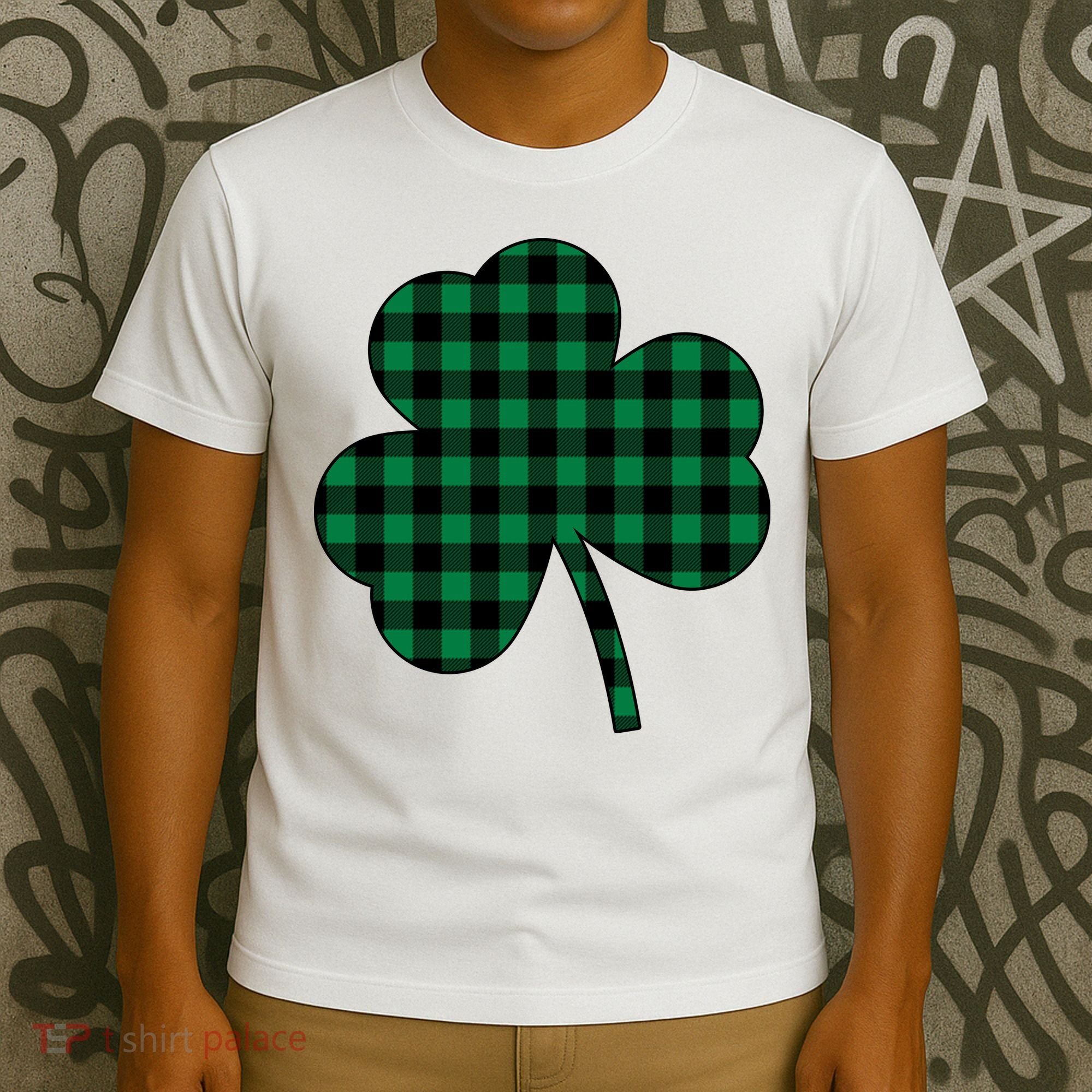 Checkered Irish Clover Leaf T-Shirt