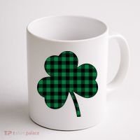 Checkered Irish Clover Leaf Coffee Mug thumb 1