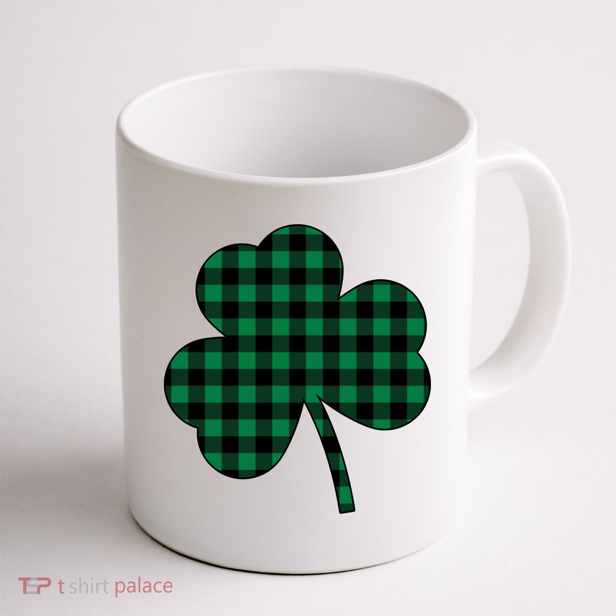 Checkered Irish Clover Leaf Coffee Mug