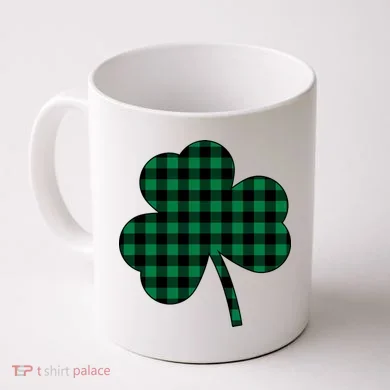 Checkered Irish Clover Leaf Coffee Mug