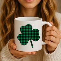 Checkered Irish Clover Leaf Coffee Mug thumb 3