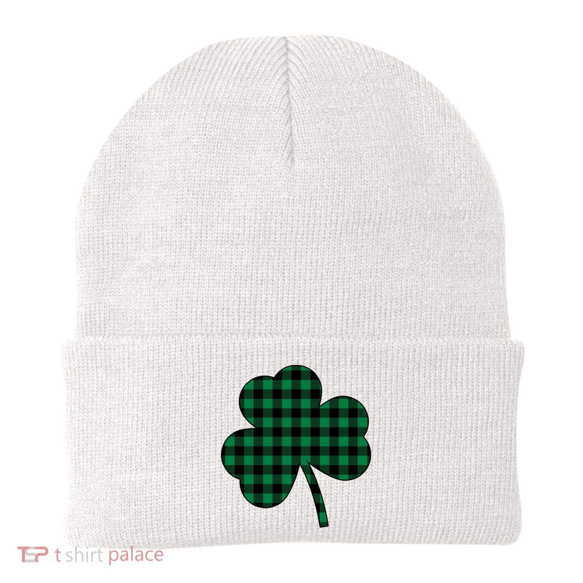 Checkered Irish Clover Leaf Beanie