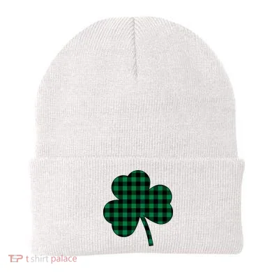 Checkered Irish Clover Leaf Beanie