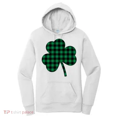 Checkered Irish Clover Leaf Women's Hoodie