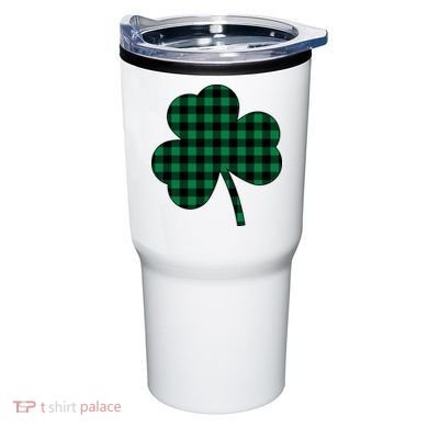 Checkered Irish Clover Leaf Tumbler