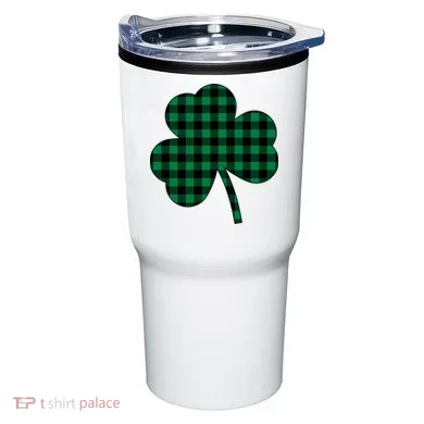 Checkered Irish Clover Leaf Tumbler