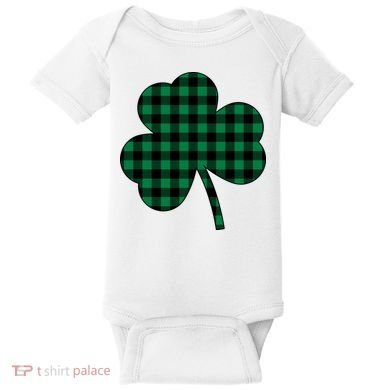 Checkered Irish Clover Leaf Baby Bodysuit
