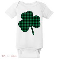 Checkered Irish Clover Leaf Baby Bodysuit thumb 0