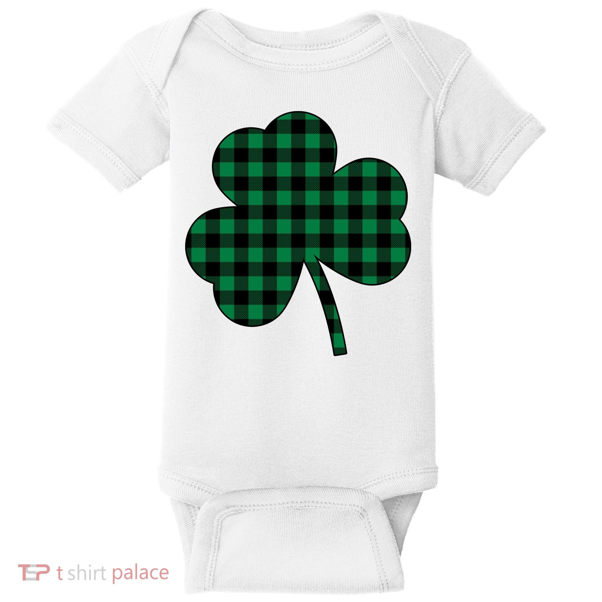 Checkered Irish Clover Leaf Baby Bodysuit