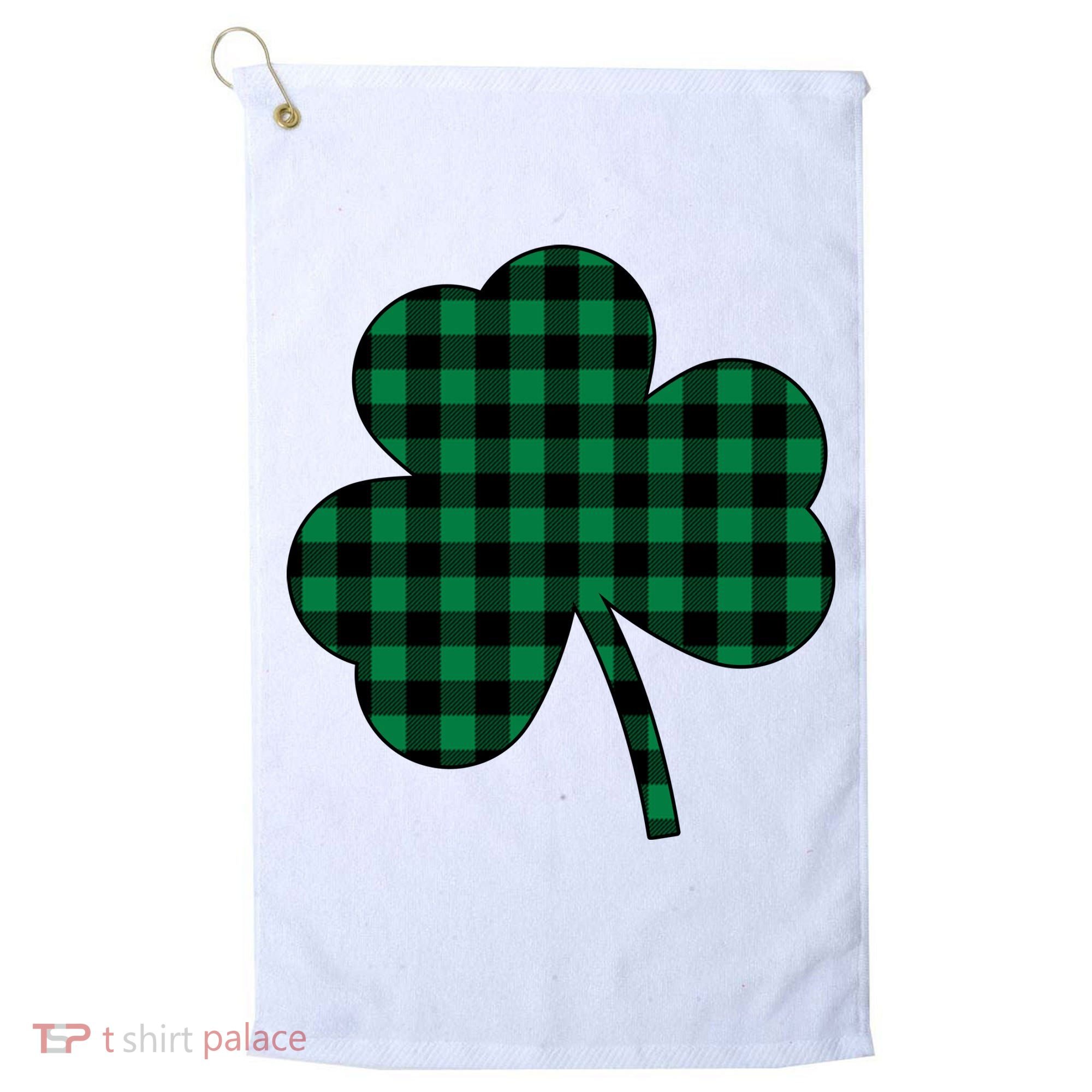 Checkered Irish Clover Leaf Golf Towel