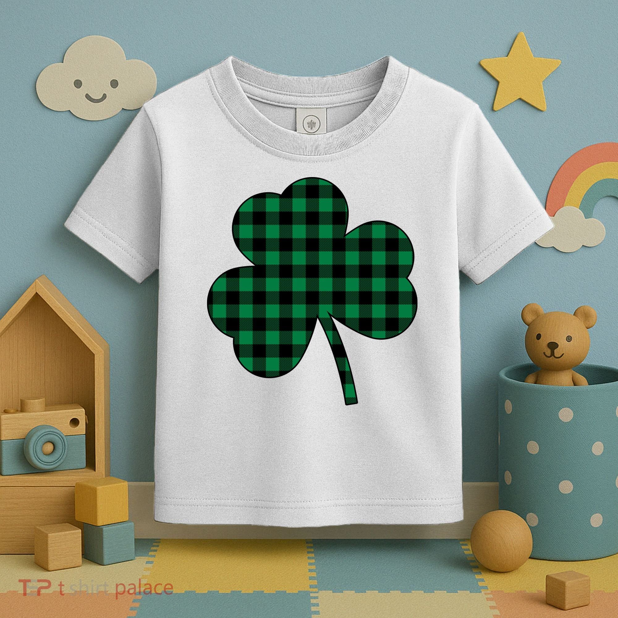 Checkered Irish Clover Leaf Toddler T-Shirt