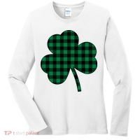 Checkered Irish Clover Leaf Women's Long Sleeve Shirt thumb 0