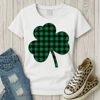 Checkered Irish Clover Leaf Women's T-Shirt thumb 3