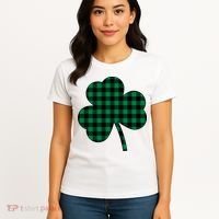 Checkered Irish Clover Leaf Women's T-Shirt thumb 4