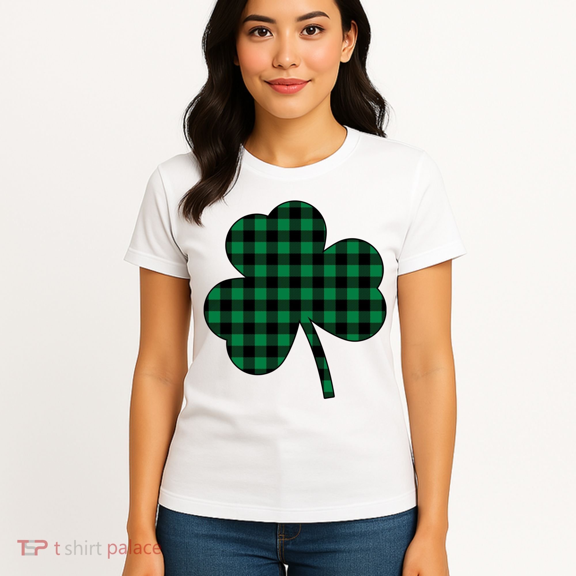 Checkered Irish Clover Leaf Women's T-Shirt