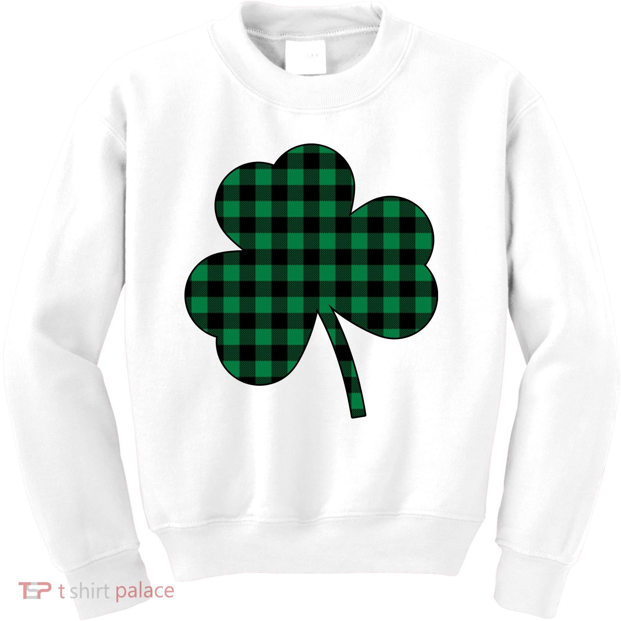 Checkered Irish Clover Leaf Kids Sweatshirt