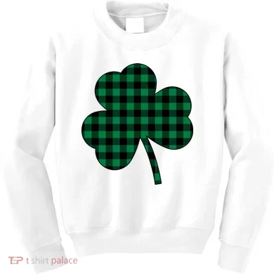 Checkered Irish Clover Leaf Kids Sweatshirt