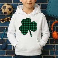 Checkered Irish Clover Leaf Kids Hoodie thumb 2