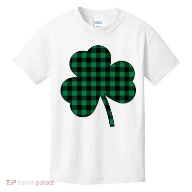Checkered Irish Clover Leaf Kids T-Shirt