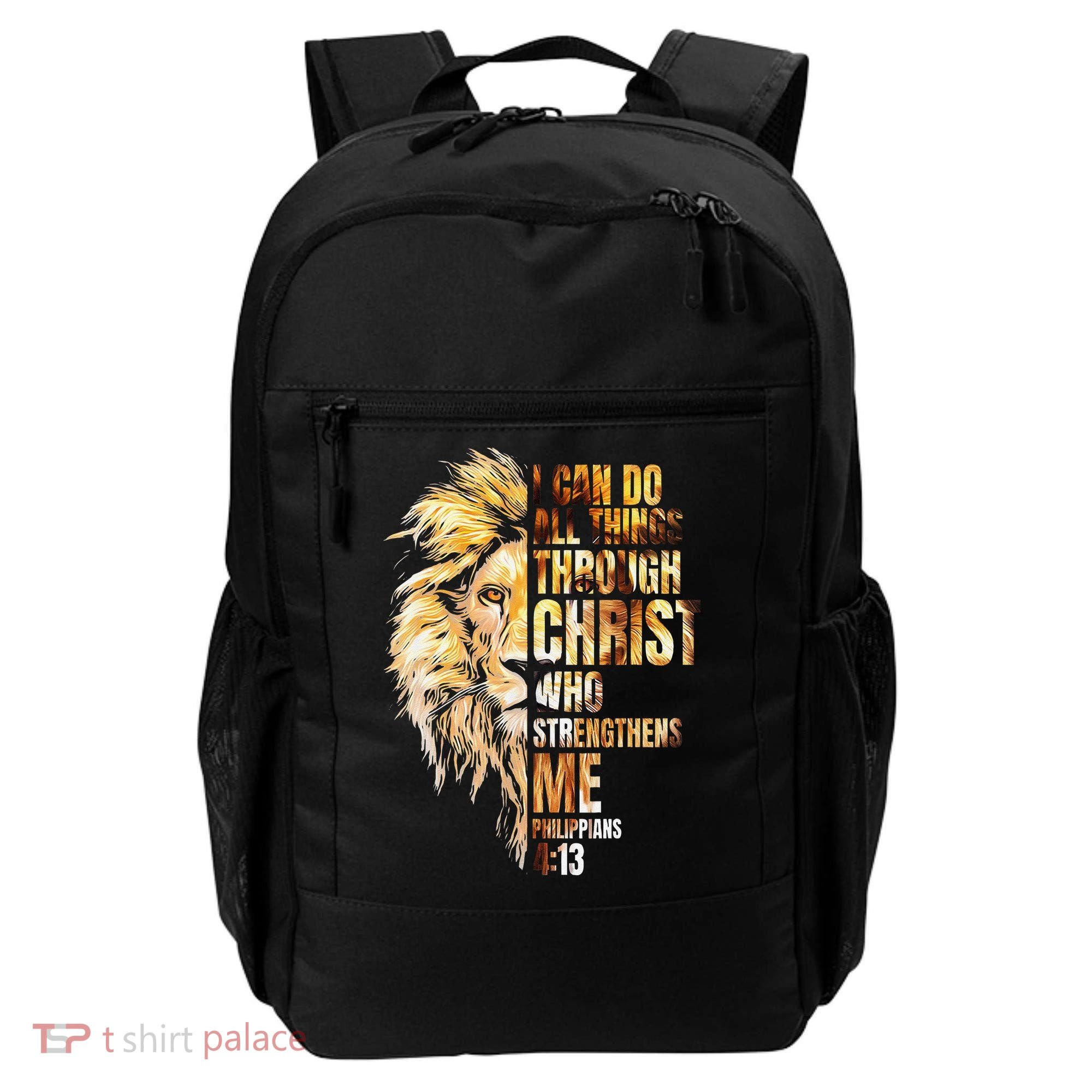 Christian I Can Do All Things Through Christ Lion Faith Backpack