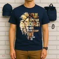 Christian I Can Do All Things Through Christ Lion Faith T-Shirt thumb 6