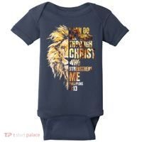 Christian I Can Do All Things Through Christ Lion Faith Baby Bodysuit thumb 0