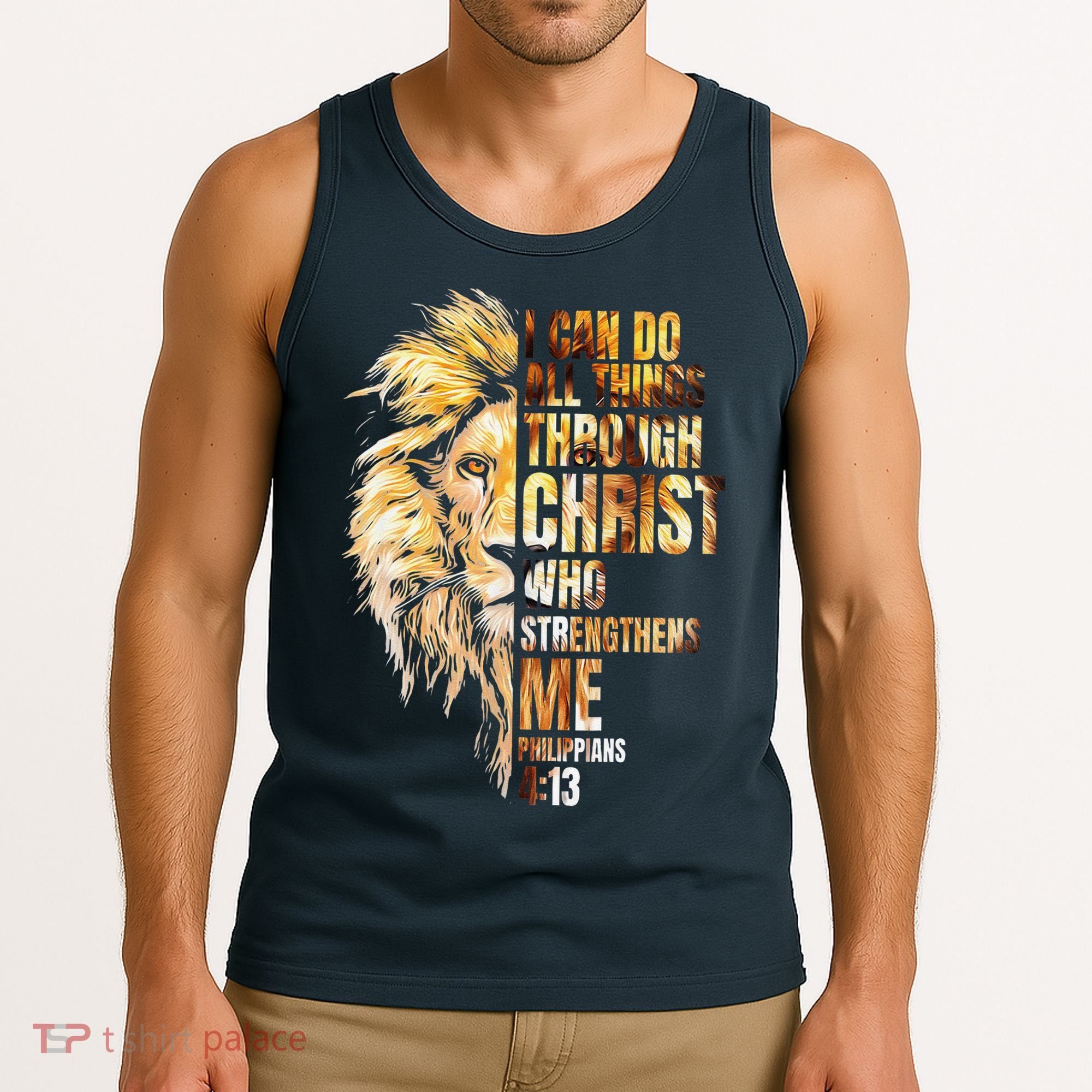 Christian I Can Do All Things Through Christ Lion Faith Tank Top