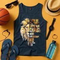 Christian I Can Do All Things Through Christ Lion Faith Tank Top thumb 4
