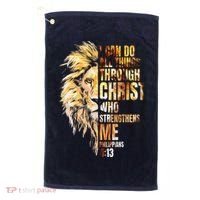 Christian I Can Do All Things Through Christ Lion Faith Golf Towel thumb 0
