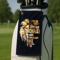 Christian I Can Do All Things Through Christ Lion Faith Golf Towel thumb 2