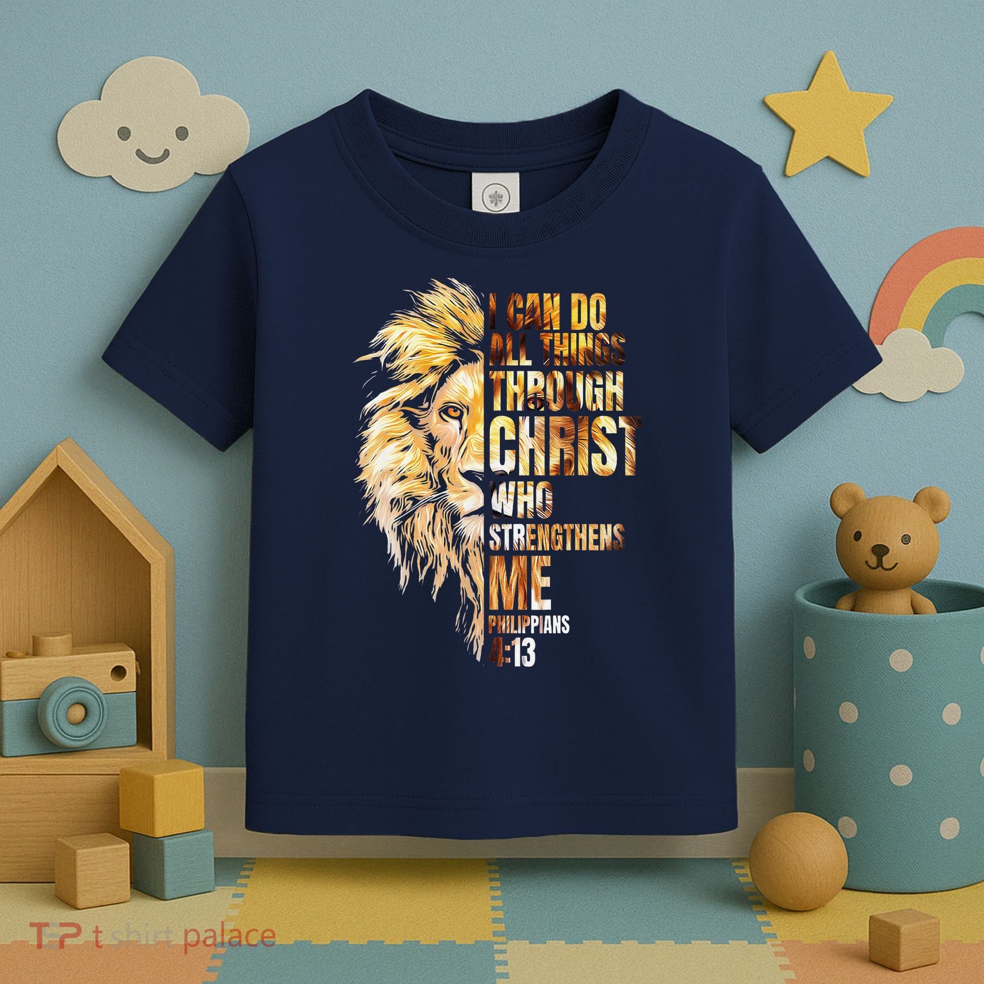 Christian I Can Do All Things Through Christ Lion Faith Toddler T-Shirt
