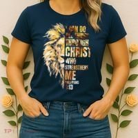 Christian I Can Do All Things Through Christ Lion Faith Women's T-Shirt thumb 2