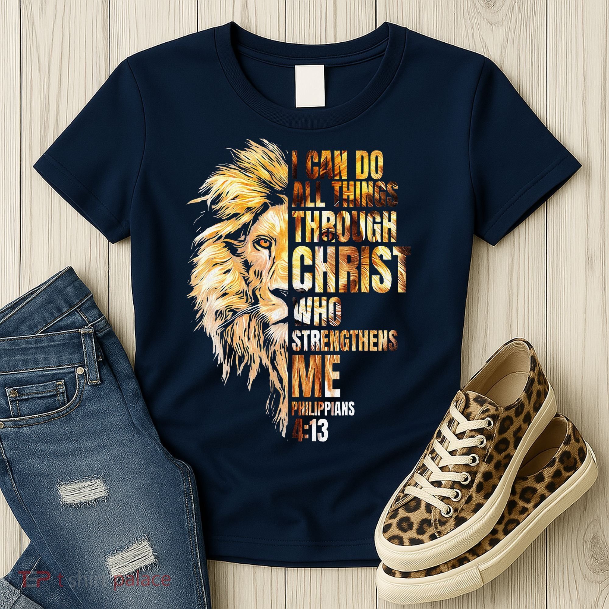 Christian I Can Do All Things Through Christ Lion Faith Women's T-Shirt