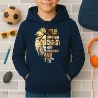 Christian I Can Do All Things Through Christ Lion Faith Kids Hoodie thumb 2