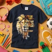 Christian I Can Do All Things Through Christ Lion Faith Kids T-Shirt thumb 3