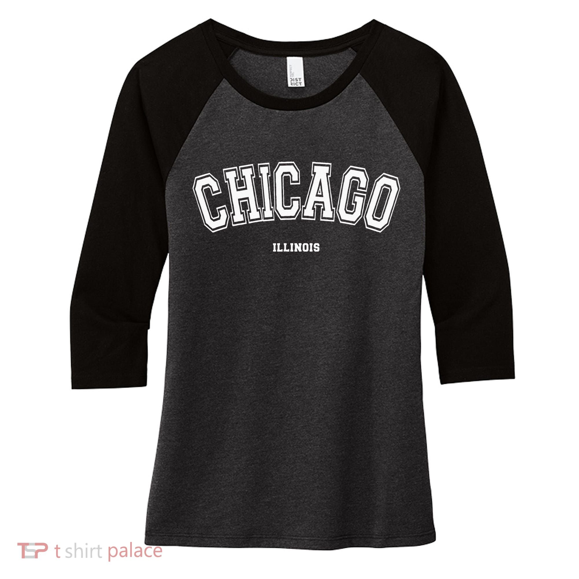 Chicago Illinois Women's Tri-Blend 3/4-Sleeve Raglan Shirt