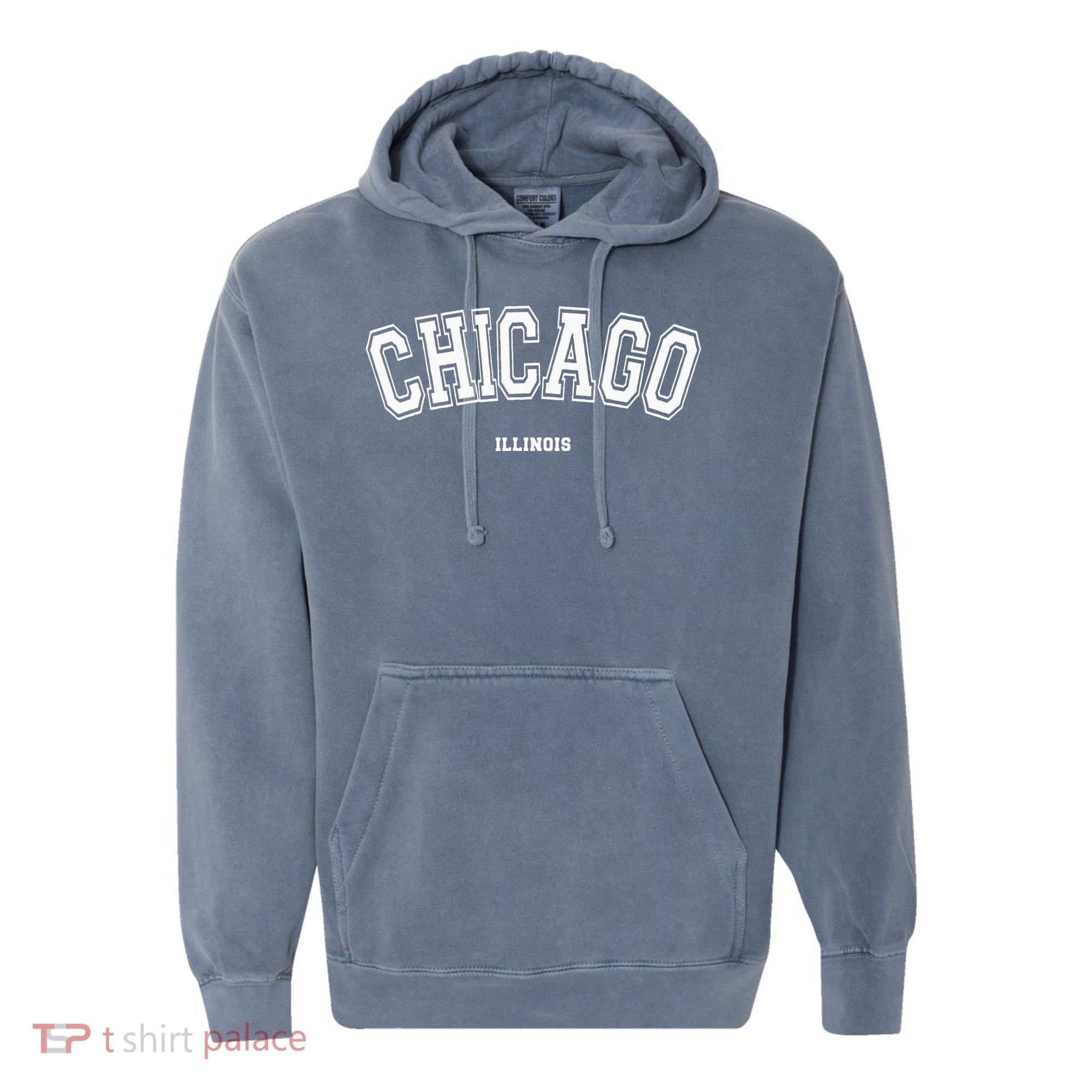 Chicago Illinois Comfort Colors Garment-Dyed Hooded Sweatshirt