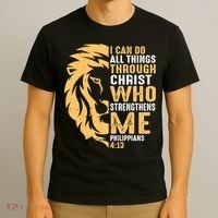 Christian I Can Do All Things Through Christ Lion Faith T-Shirt thumb 3