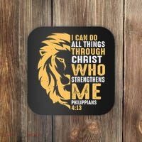 Christian I Can Do All Things Through Christ Lion Faith Coaster thumb 0