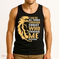 Christian I Can Do All Things Through Christ Lion Faith Tank Top thumb 3