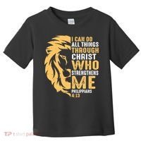 Christian I Can Do All Things Through Christ Lion Faith Toddler T-Shirt thumb 0