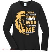 Christian I Can Do All Things Through Christ Lion Faith Women's Long Sleeve Shirt thumb 0