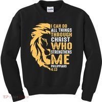 Christian I Can Do All Things Through Christ Lion Faith Kids Sweatshirt thumb 0