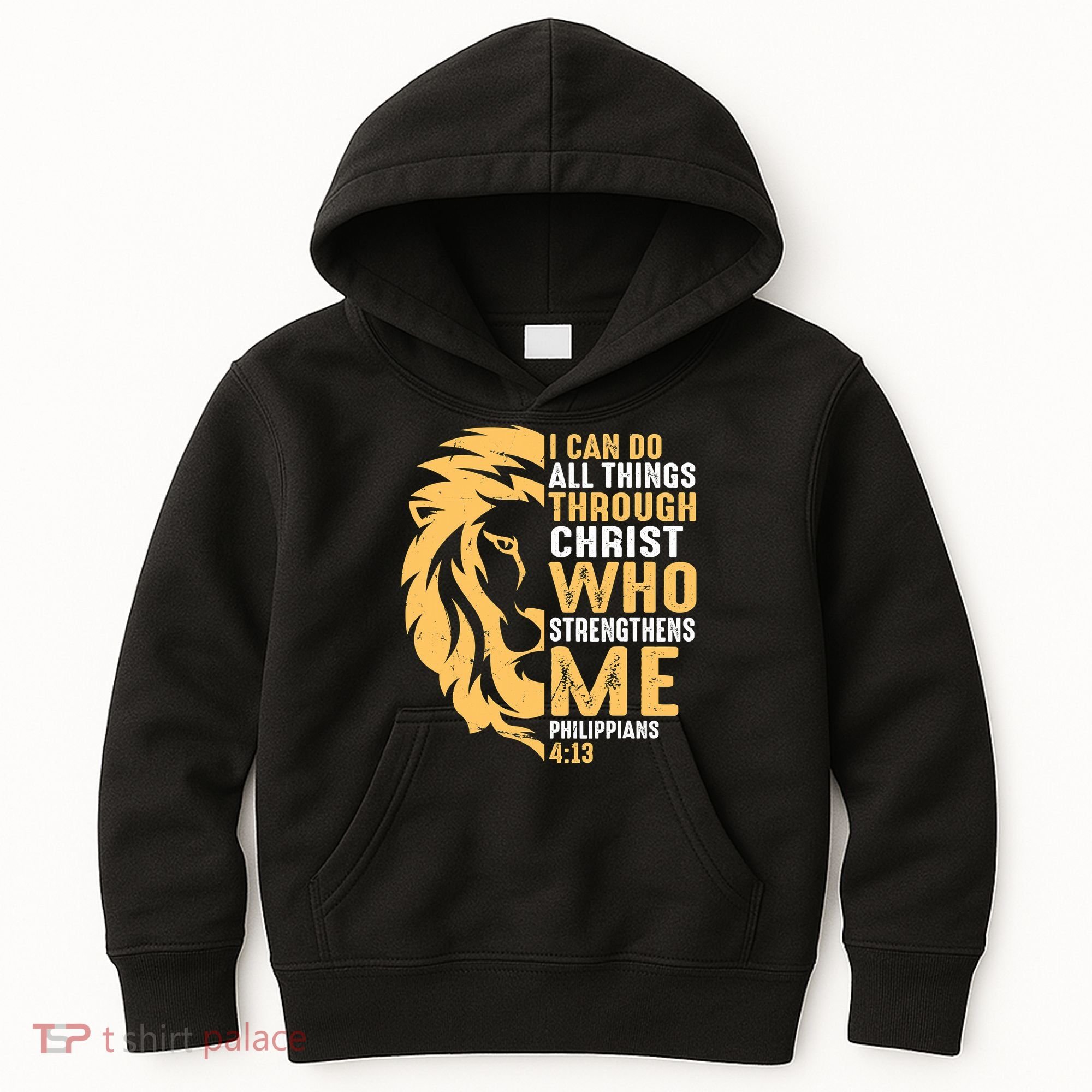 Christian I Can Do All Things Through Christ Lion Faith Kids Hoodie